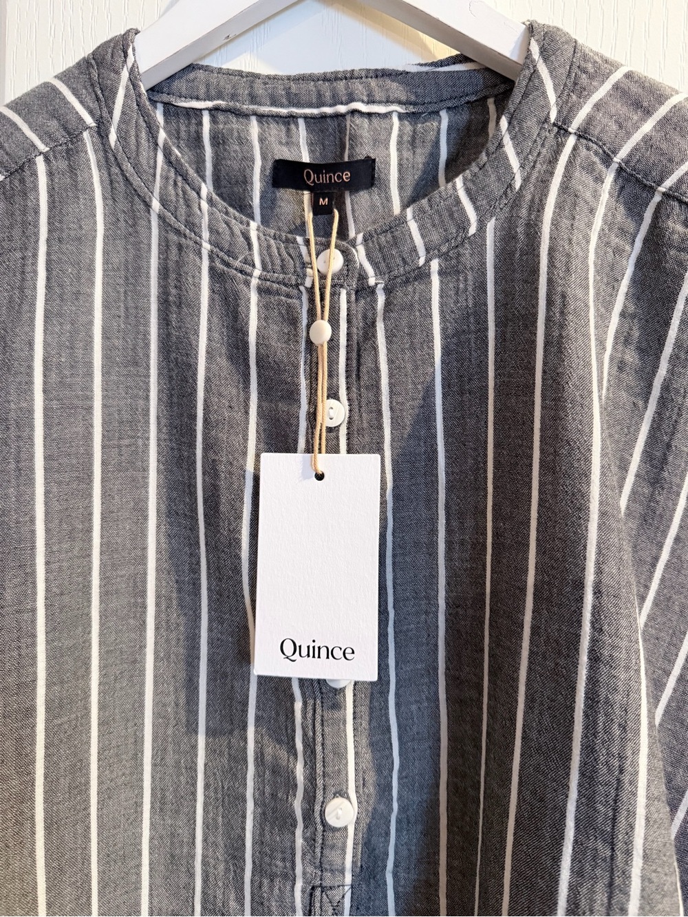Quince Gray and White Striped Lightweight Blouse